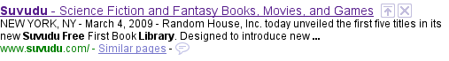 Suvudu announcement in google