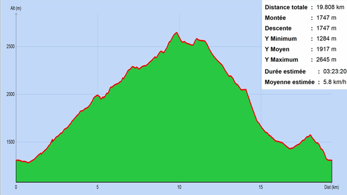 Height profile of the trail