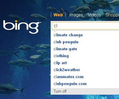 bing shows climate gate very quickly