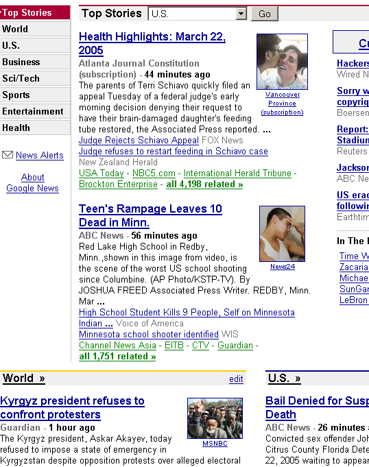 Google news page