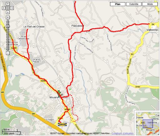 Routes to Ikea Mougins through Mouans Sartoux