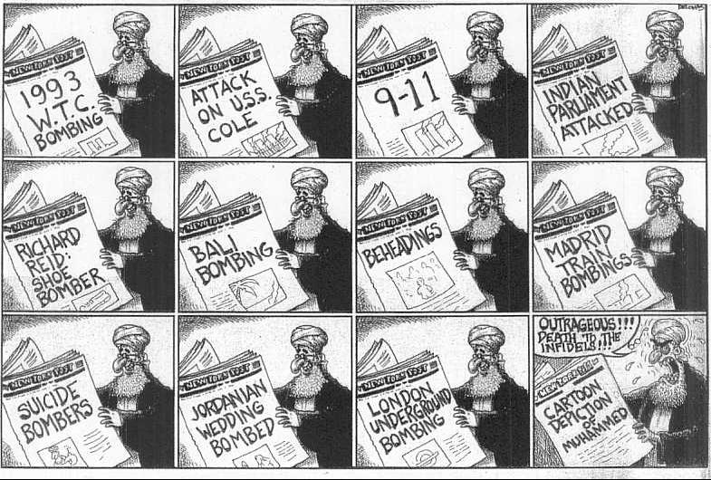 Image result for cartoons of muslim outrage
