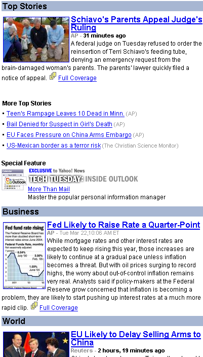 Yahho News page